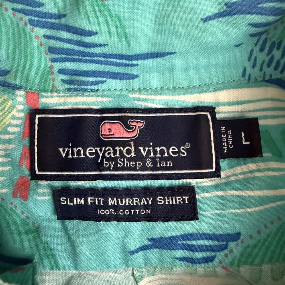 Vineyard Vines Men's Large Multicolor Slim Fit Cotton Hawaiian Murray Shirt - Picture 4 of 5